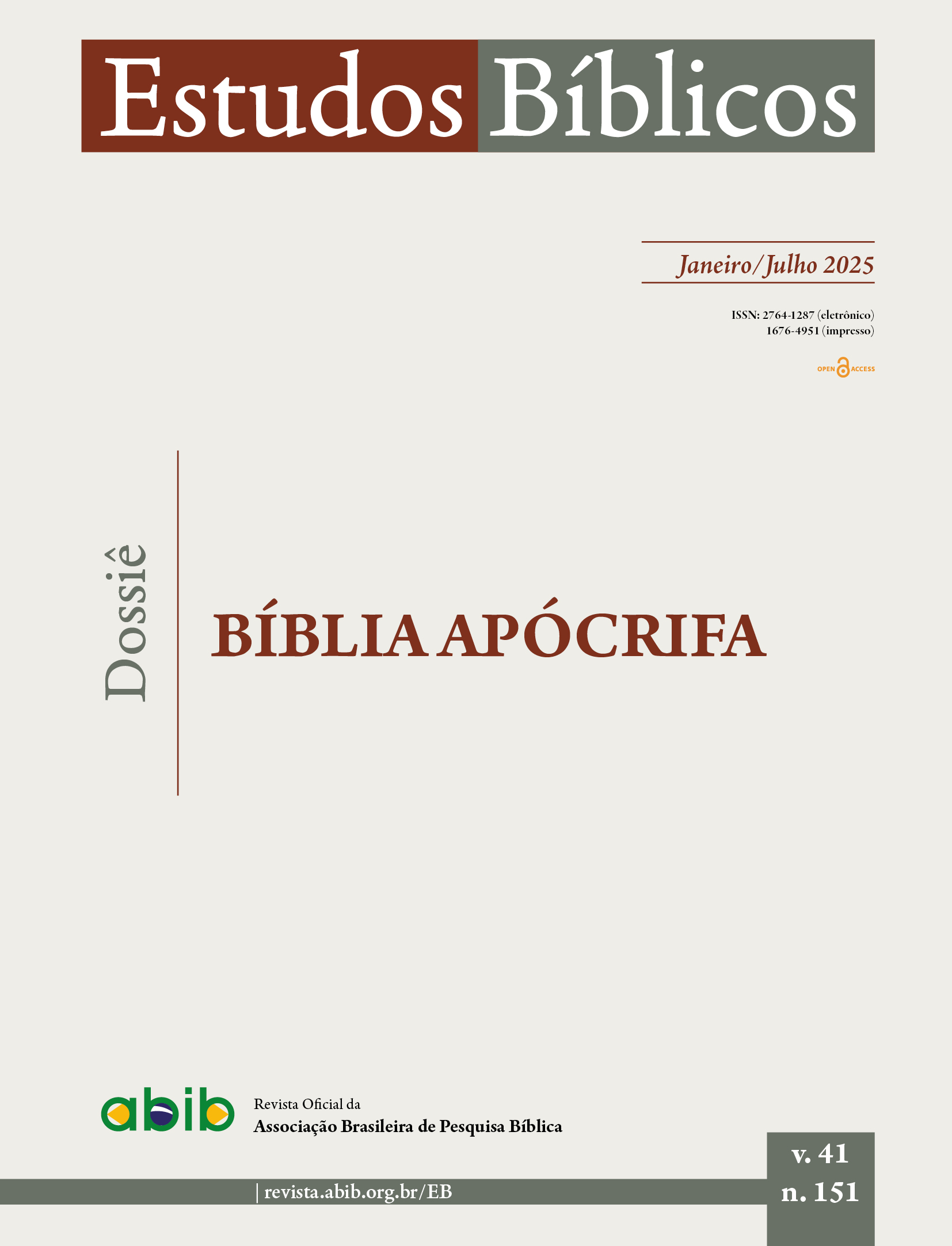 					Visualizar v. 41 n. 151 (2025): Estudos Bíblicos - Dossiê: Bíblia Apócrifa
				